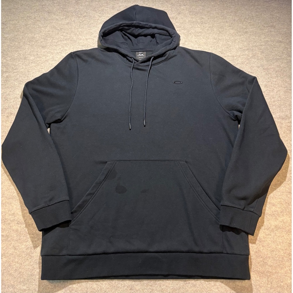 Oakley Mens Regular Fit Fleece Pullover Hoodie Black Embroidered Logo Size XL